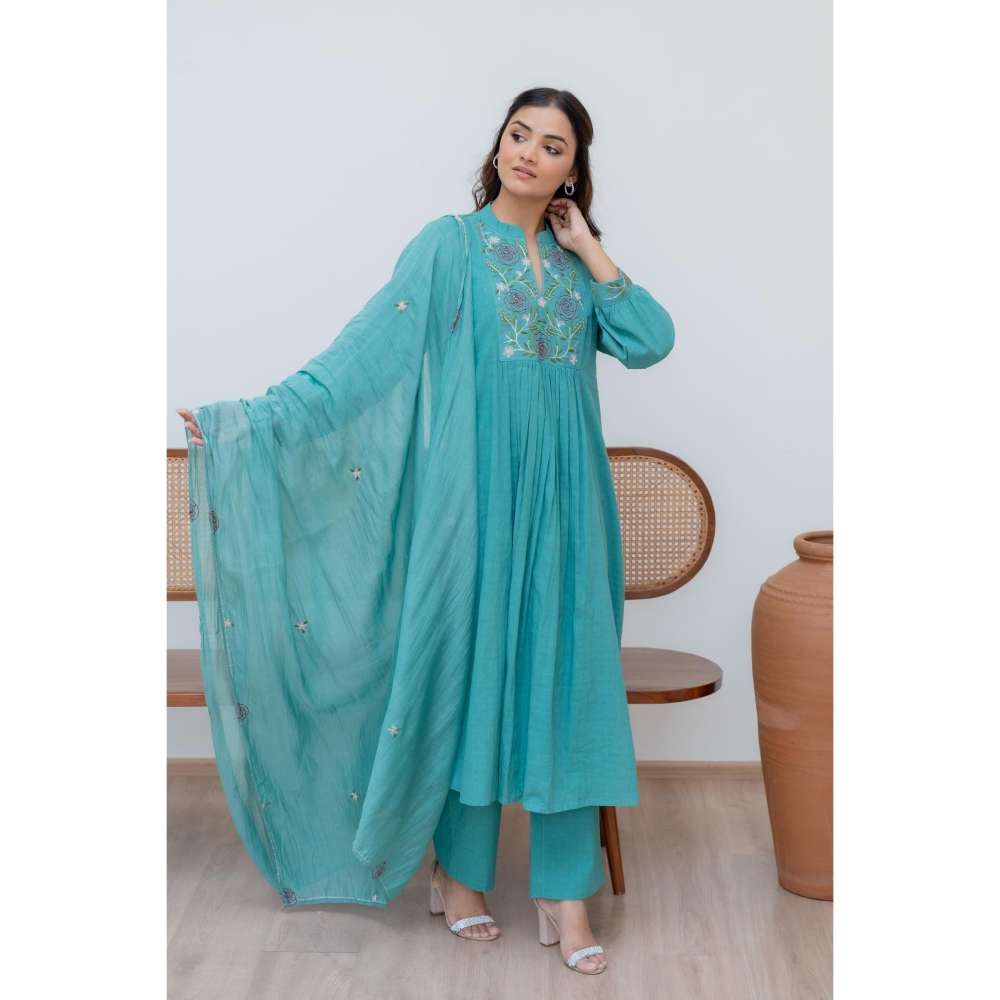 MINSH Green Serene Kurta with Pant and Dupatta
