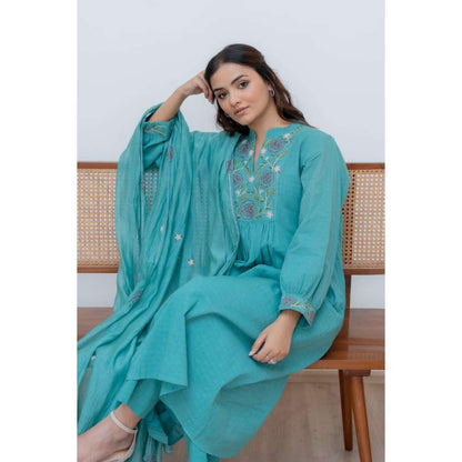 MINSH Green Serene Kurta with Pant and Dupatta