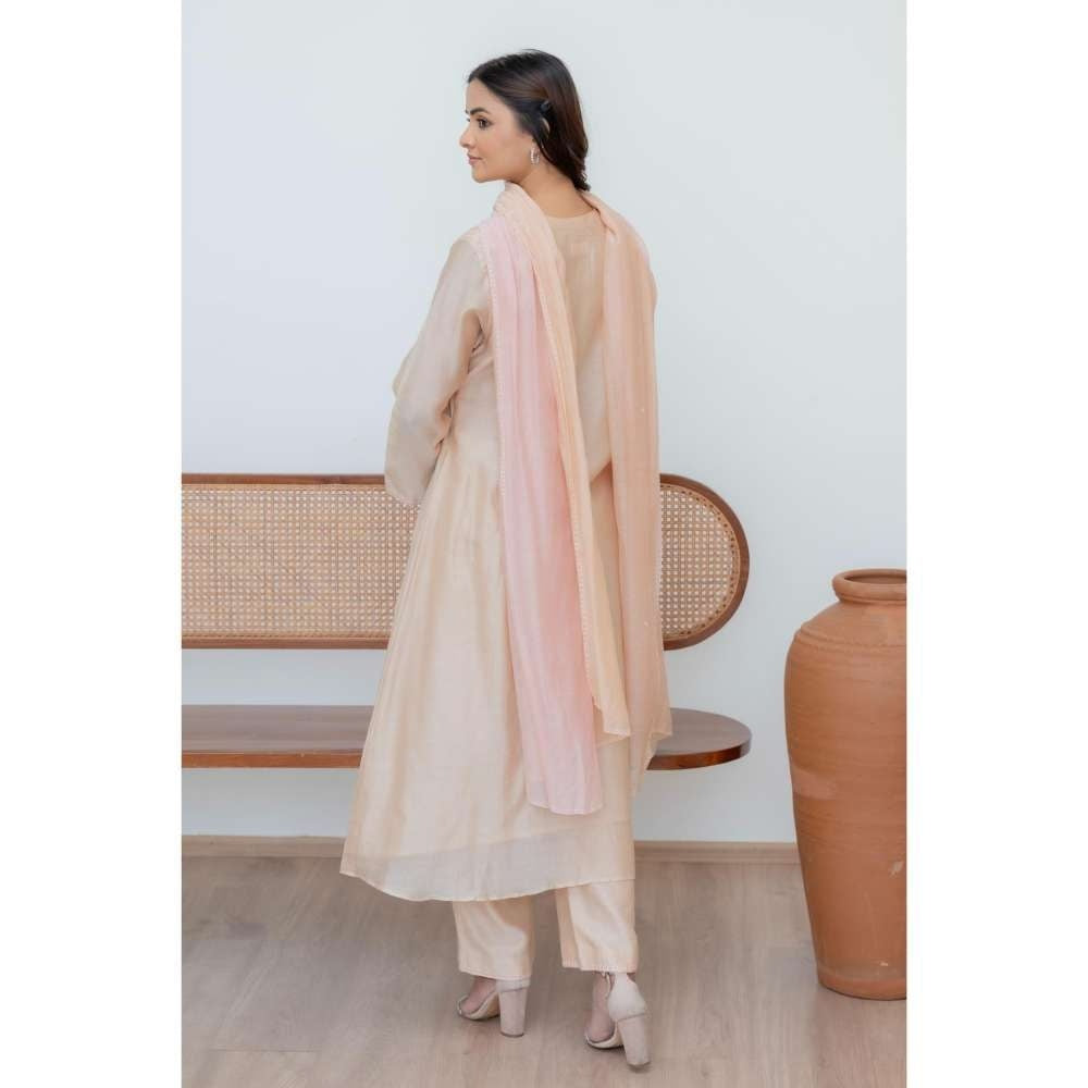 MINSH Peach Morning Dew Kurta with Pant and Dupatta