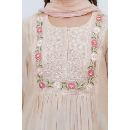 MINSH Peach Morning Dew Kurta with Pant and Dupatta