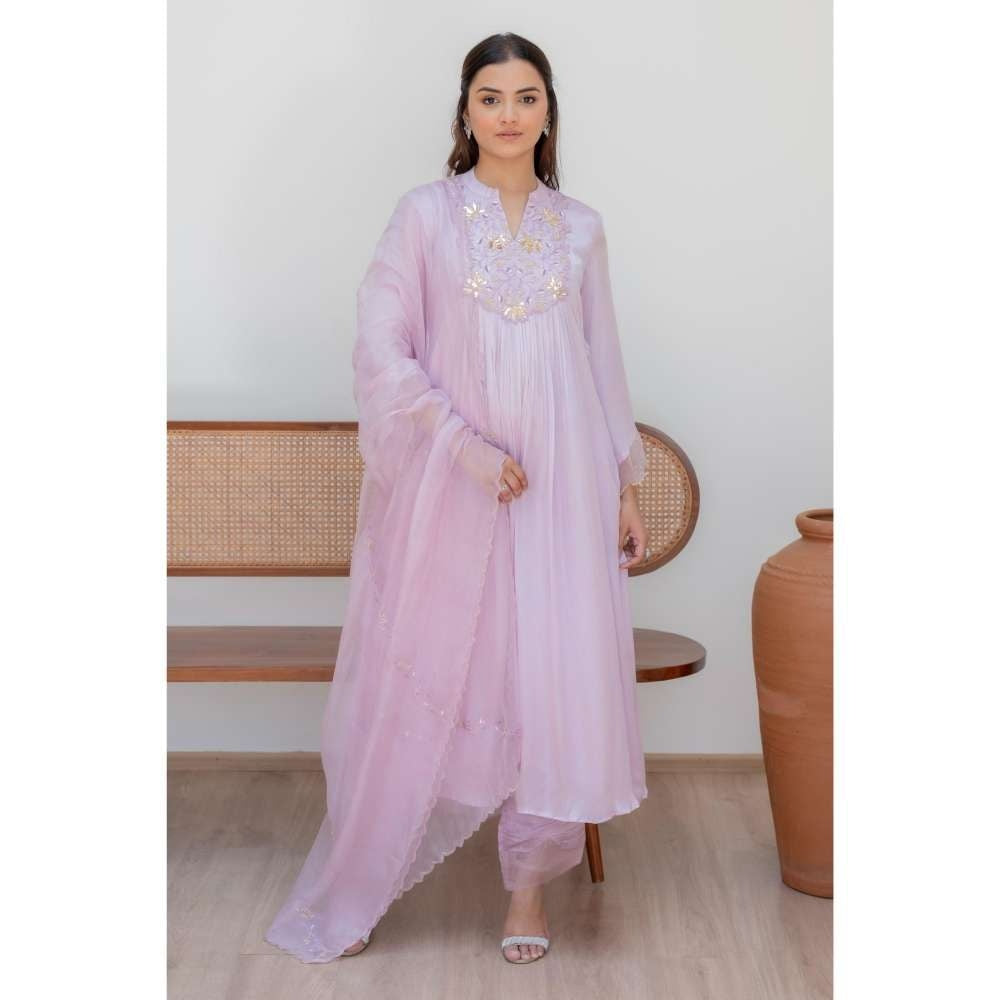 MINSH Lavender Mist Anarkali with Pant and Dupatta