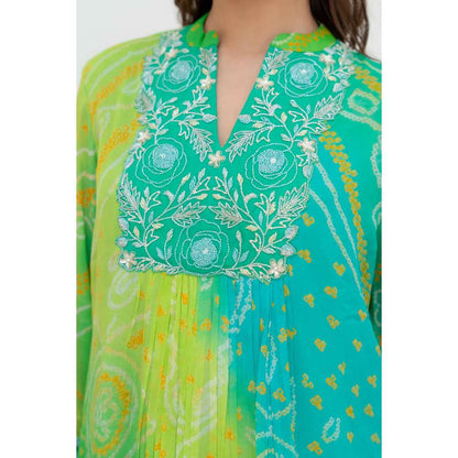 MINSH Green Tej Anarkali with Pant and Dupatta