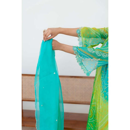 MINSH Green Tej Anarkali with Pant and Dupatta