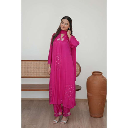 MINSH Pink City Anarkali with Pant and Dupatta