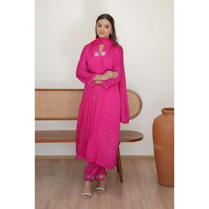 MINSH Pink City Anarkali with Pant and Dupatta