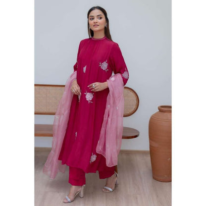 MINSH Pink Valentine Anarkali with Pant and Dupatta