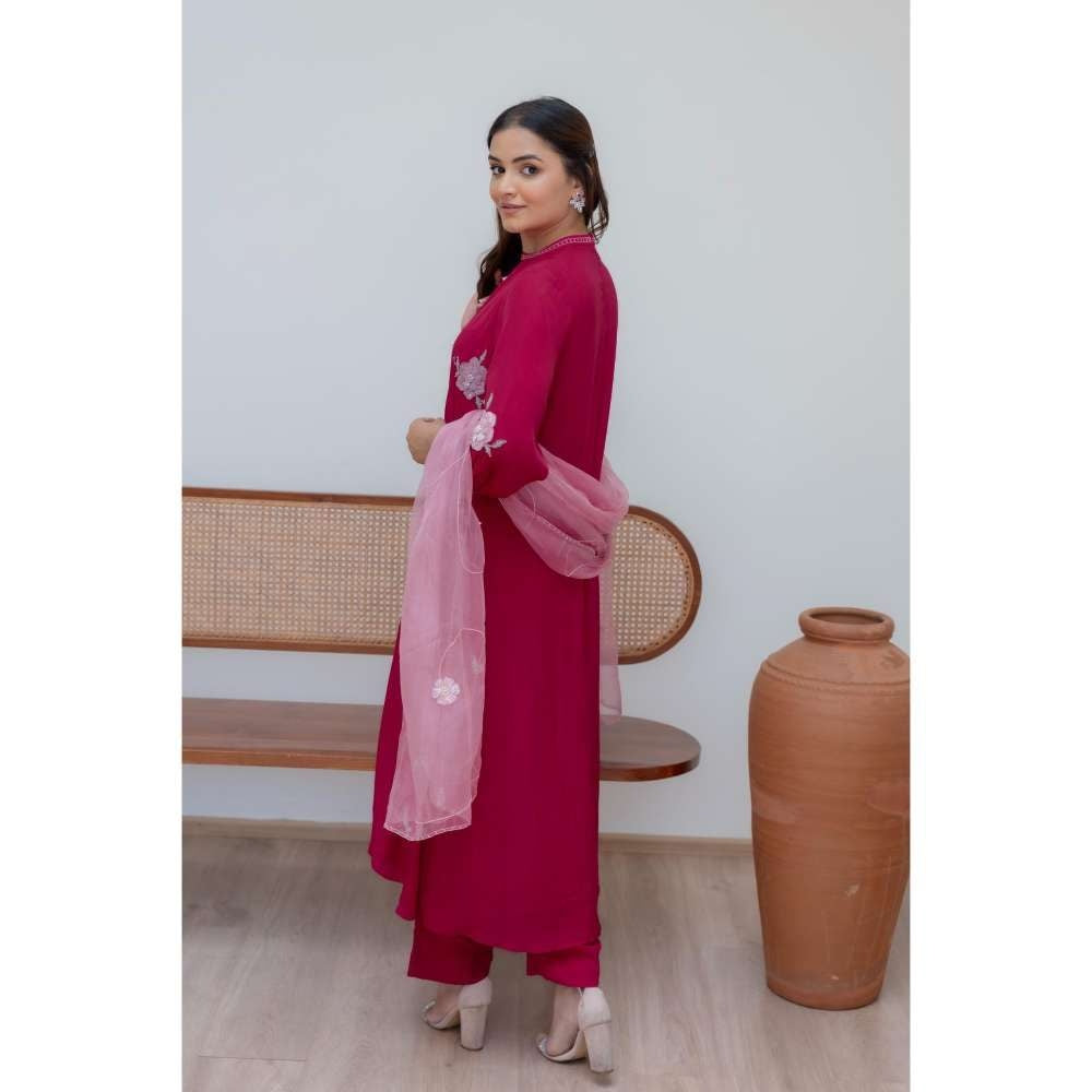 MINSH Pink Valentine Anarkali with Pant and Dupatta