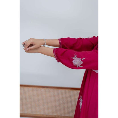 MINSH Pink Valentine Anarkali with Pant and Dupatta