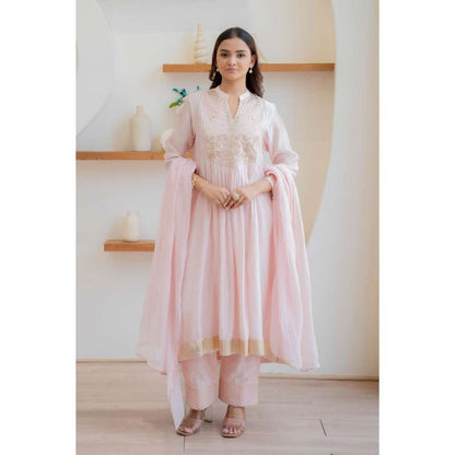 MINSH Pink Blush Gold Anarkali with Pant and Dupatta