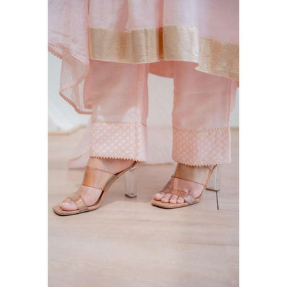 MINSH Pink Blush Gold Anarkali with Pant and Dupatta