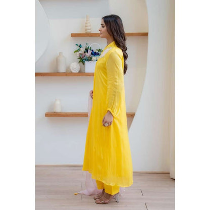 MINSH Yellow Solar Blush Anarkali with Pant and Dupatta