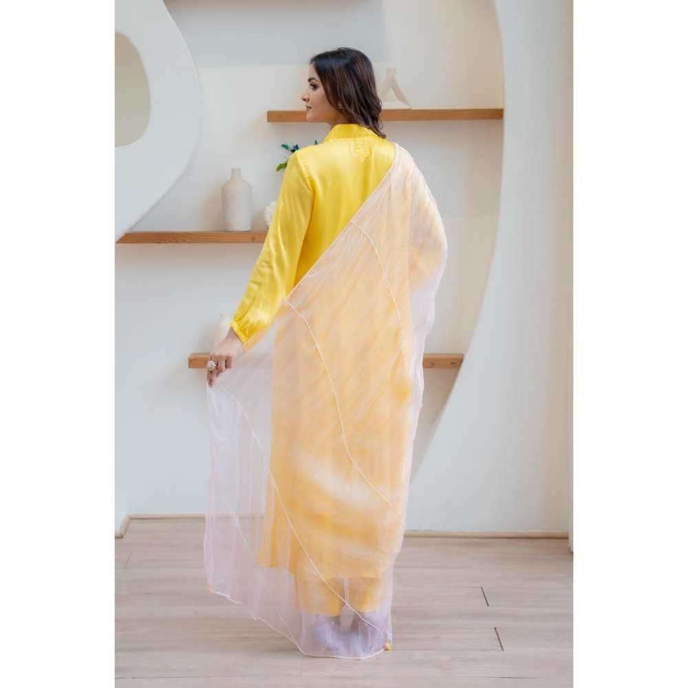MINSH Yellow Solar Blush Anarkali with Pant and Dupatta