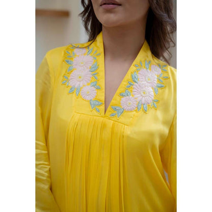 MINSH Yellow Solar Blush Anarkali with Pant and Dupatta