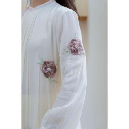 MINSH Ivory Whisper Stich Anarkali with Pant and Dupatta