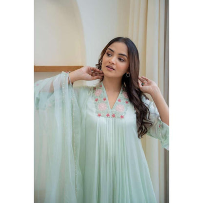MINSH Green Blush Mint Anarkali with Pant and Dupatta