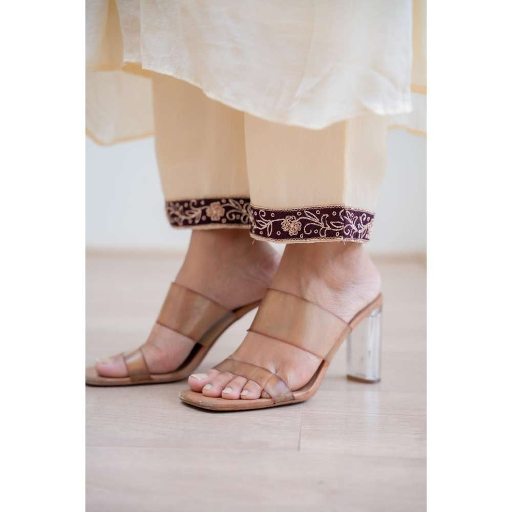 MINSH Cream Harmony Anarkali with Pant and Dupatta