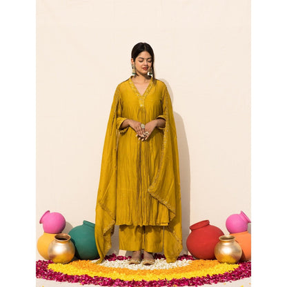 MITHI SUPARI Mustard Chameli Kurta with Pant and Dupatta (Set of 3)