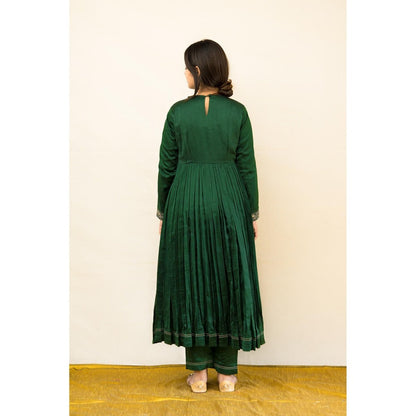 MITHI SUPARI Green Gul Bahaar Anarkali Kurta with Pant and Dupatta (Set of 3)