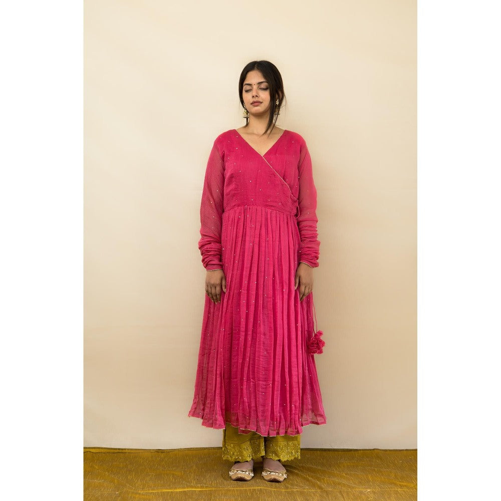 MITHI SUPARI Pink Palash Sequined Angarakha Kurta