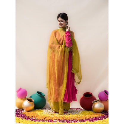 MITHI SUPARI Pink Palash Sequined Angarakha Kurta