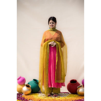 MITHI SUPARI Pink Palash Sequined Angarakha Kurta