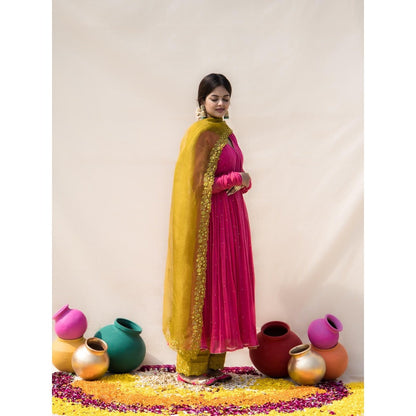 MITHI SUPARI Pink Palash Sequined Angarakha Kurta