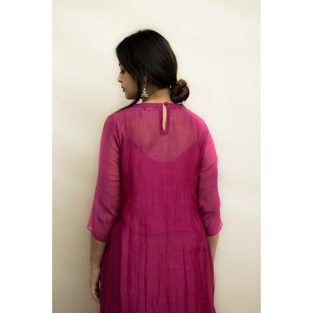 MITHI SUPARI Purple and Ivory Kumud Kurta with Pant (Set of 2)