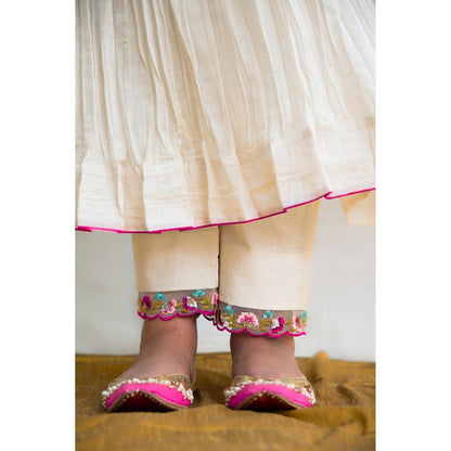 MITHI SUPARI Ivory Phulwari Anarkali Kurta with Pant and Embroidered Dupatta (Set of 3)