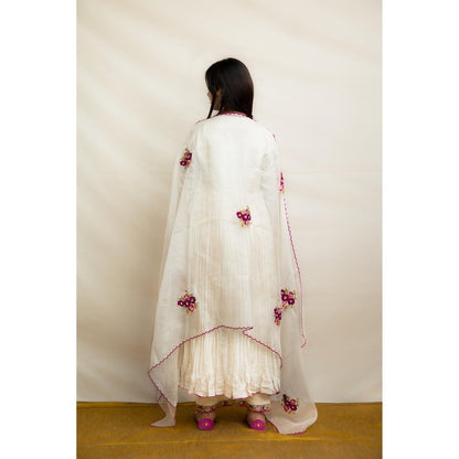 MITHI SUPARI Ivory Phulwari Anarkali Kurta with Pant and Embroidered Dupatta (Set of 3)