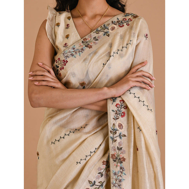 MITYAN Daffodil Saree with Stitched Blouse
