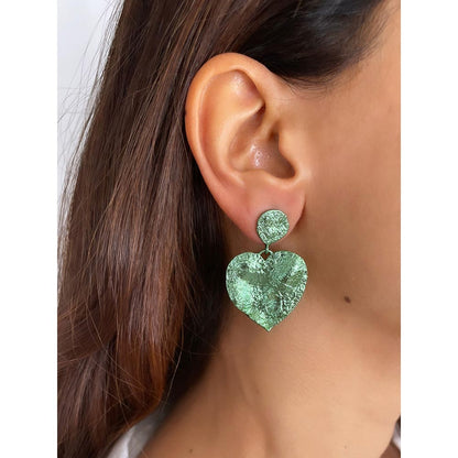 MNSH Mini Crushed Heart Green Earrings