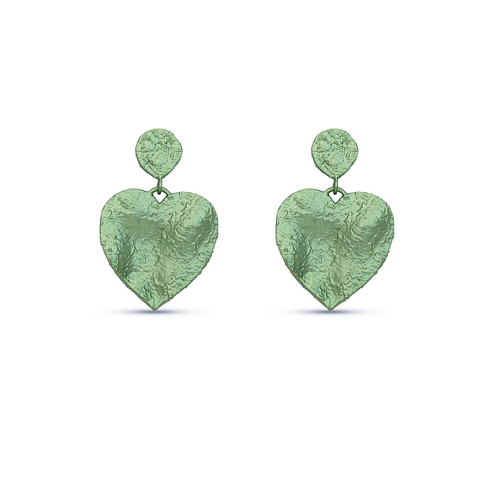 MNSH Mini Crushed Heart Green Earrings
