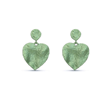 MNSH Mini Crushed Heart Green Earrings