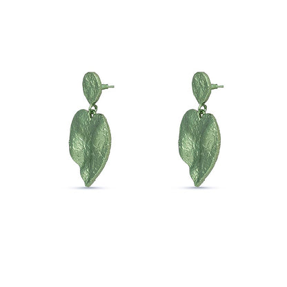 MNSH Mini Crushed Heart Green Earrings