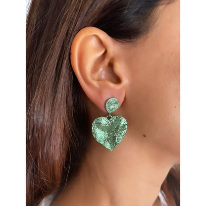 MNSH Mini Crushed Heart Green Earrings
