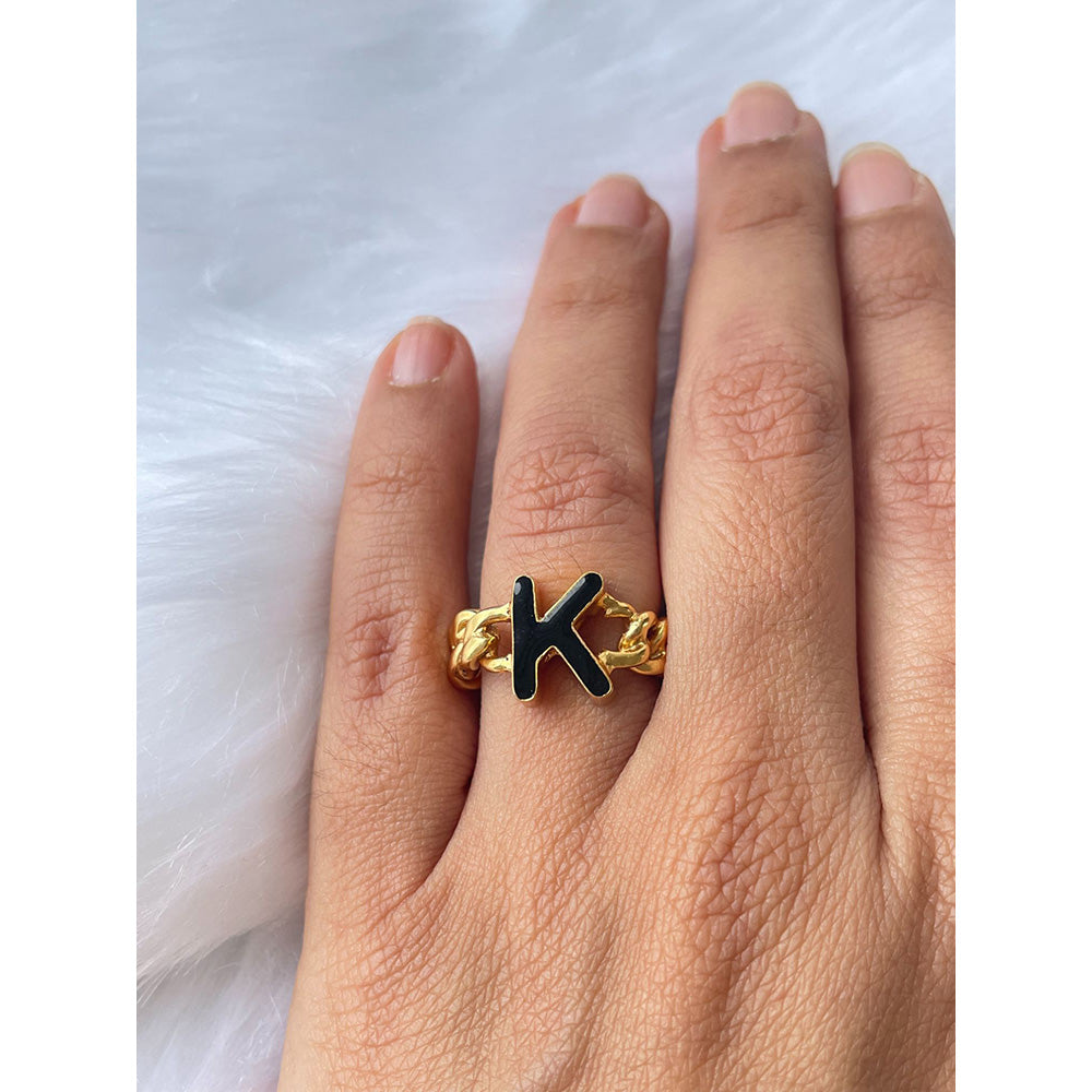 MNSH Signature Enamel Black Ring K