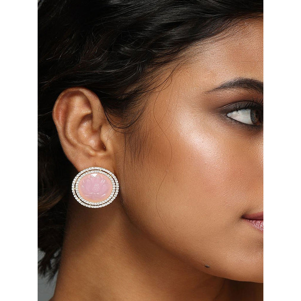 MNSH Royal Lotus Rose Quartz Studs