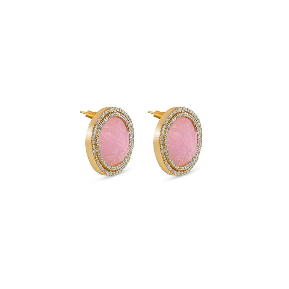 MNSH Royal Lotus Rose Quartz Studs