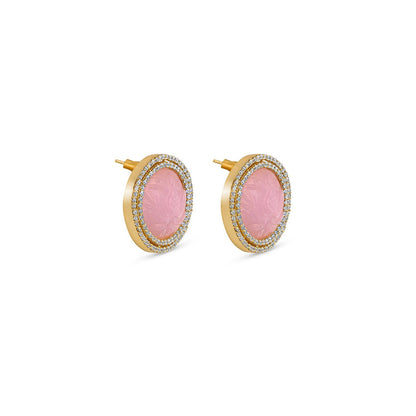 MNSH Royal Lotus Rose Quartz Studs