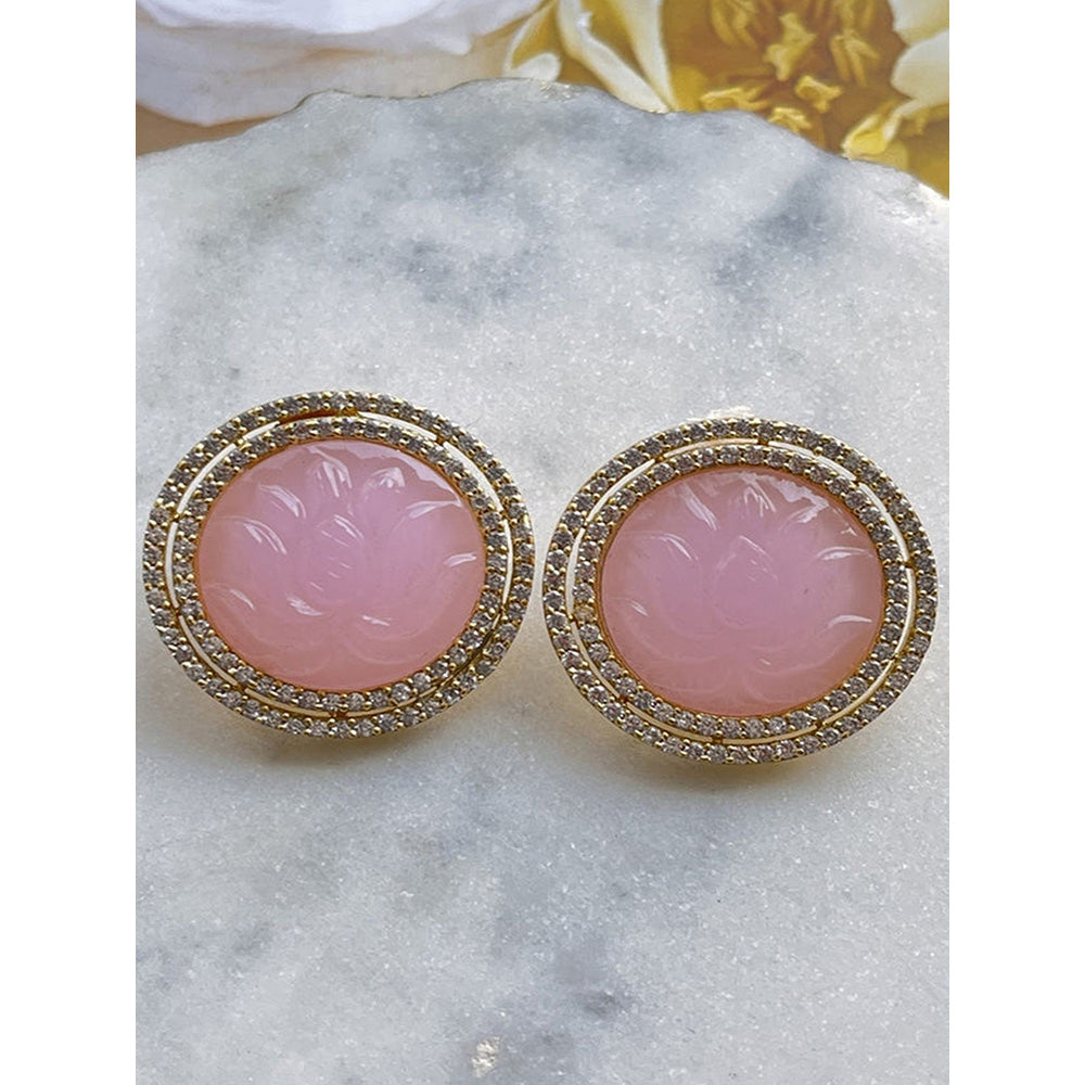 MNSH Royal Lotus Rose Quartz Studs
