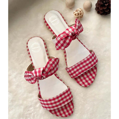 Modanta Red Gingham Flats
