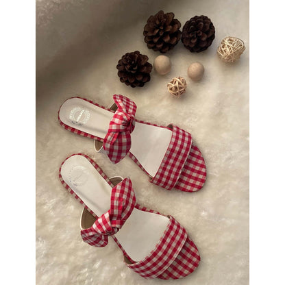 Modanta Red Gingham Flats