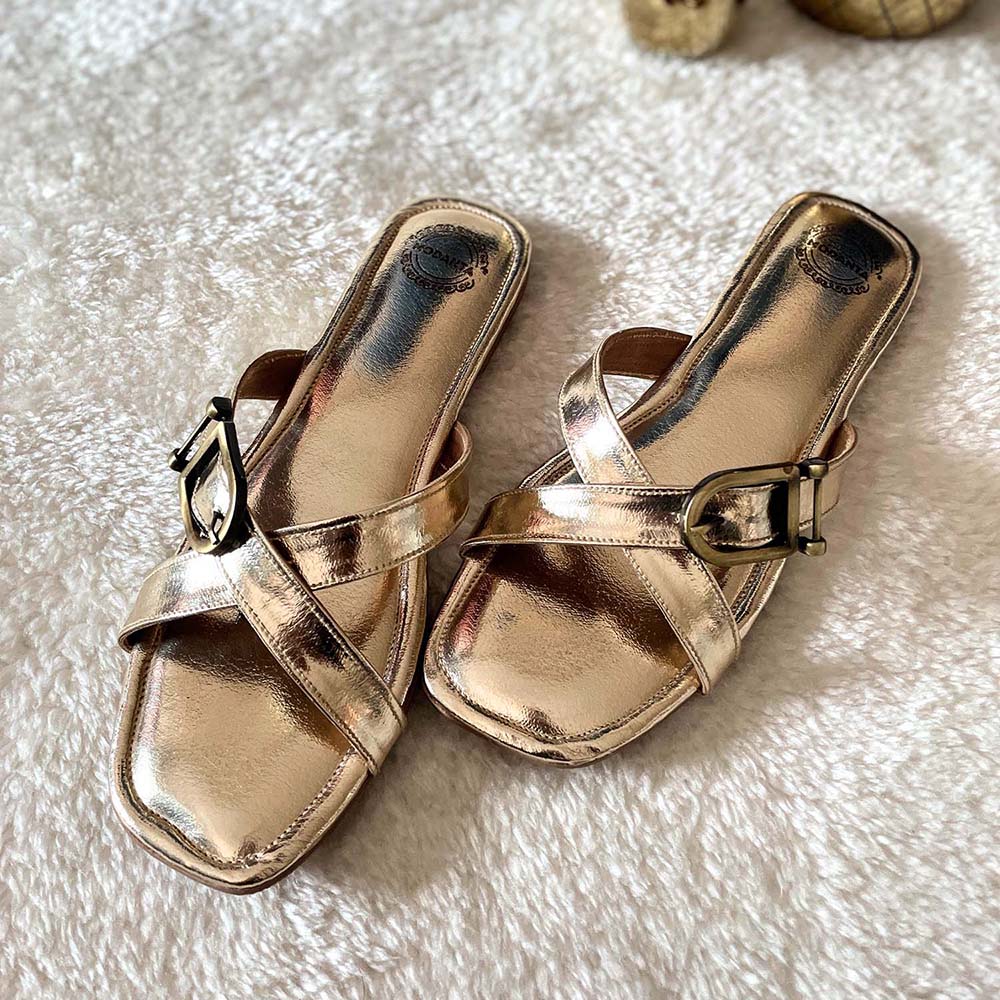 Modanta Cross Strap Buckle Flats