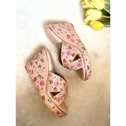 Modanta Blush Pink Floral Wedges