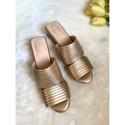 Modanta Gold Pleated Heels