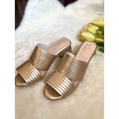 Modanta Gold Pleated Heels