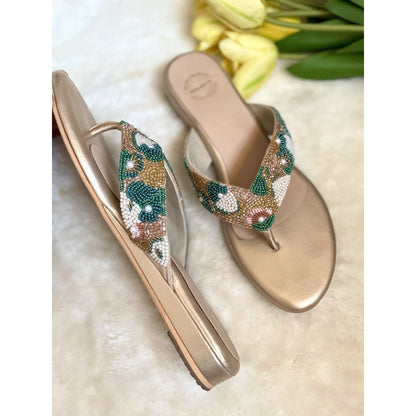 Modanta Embroidered V-Strap Slip Ons Sliders