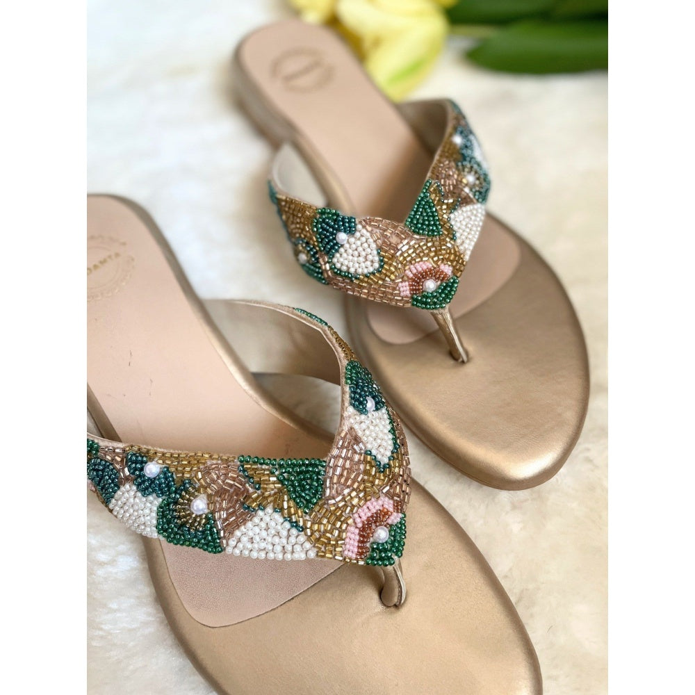 Modanta Embroidered V-Strap Slip Ons Sliders