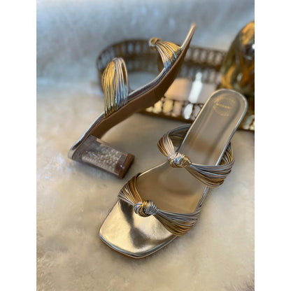 Modanta Gold Knot Pearl Heels