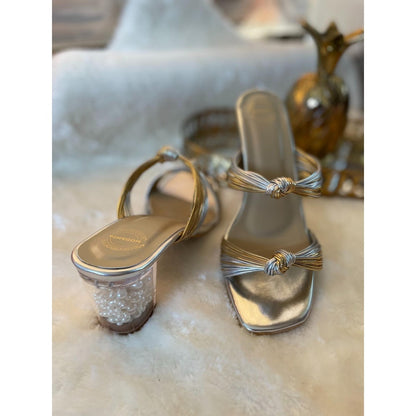 Modanta Gold Knot Pearl Heels